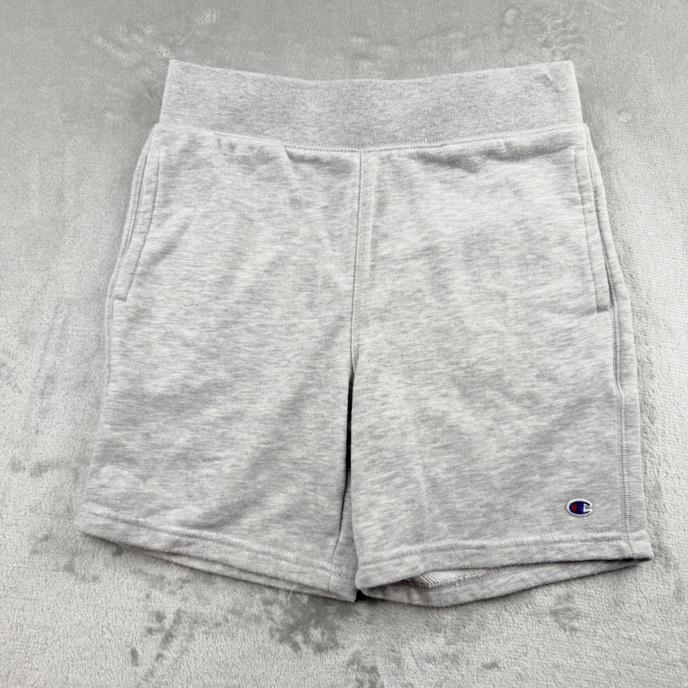 Champion Kids Heather Grey Fleece Athletic Shorts Size M 10/12 Classic Logo